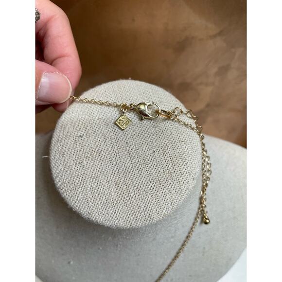 NWT Banana Republic Necklace, Two Tone, Gold & Silver Hammered Pendent w/ Tassel - Picture 9 of 9